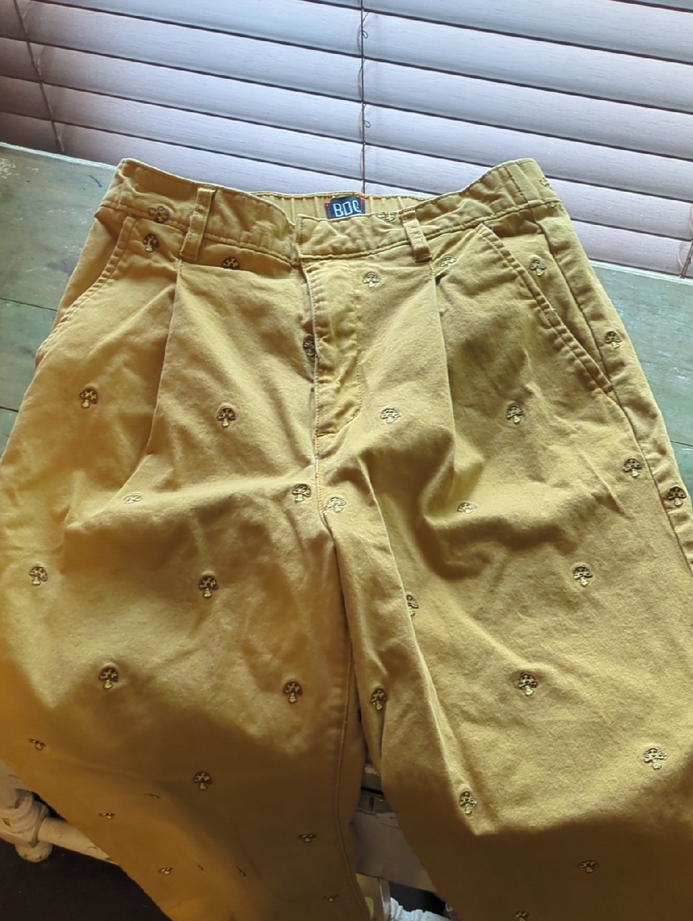 boc Mustard Embroidered Straight Pants